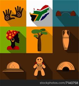 Voodoo icons set. Flat set of 9 old voodoo vector icons for web isolated on white background. Voodoo icons set, flat style