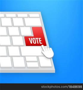 Vote button on keaboard. Hand click icon. Finger click icon. Vector stock illustration. Vote button on keaboard. Hand click icon. Finger click icon. Vector stock illustration.