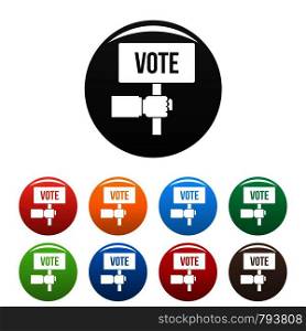 Vote candidate banner icons set 9 color vector isolated on white for any design. Vote candidate banner icons set color