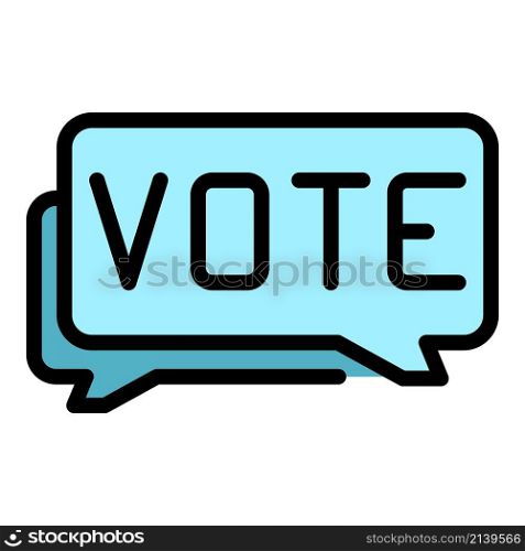 Vote chat icon. Outline vote chat vector icon color flat isolated. Vote chat icon color outline vector