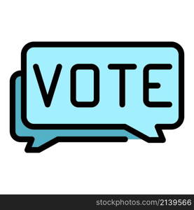 Vote chat icon. Outline vote chat vector icon color flat isolated. Vote chat icon color outline vector