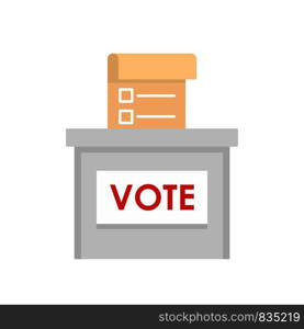 Vote election box icon. Flat illustration of vote election box vector icon for web isolated on white. Vote election box icon, flat style