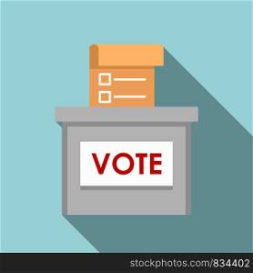 Vote election box icon. Flat illustration of vote election box vector icon for web design. Vote election box icon, flat style