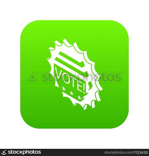 Vote emblem icon green vector isolated on white background. Vote emblem icon green vector