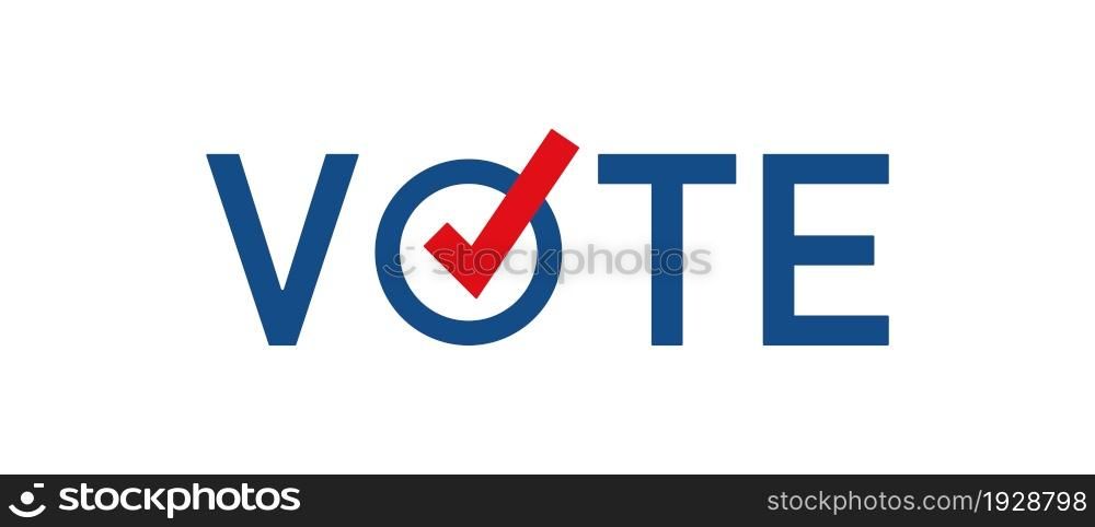 Vote sign 2020 usa. American campaign banner. Election day sticker illustration in vector flat style.