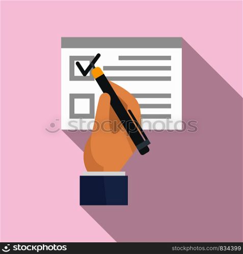 Vote sign on paper icon. Flat illustration of vote sign on paper vector icon for web design. Vote sign on paper icon, flat style
