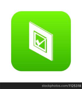 Voted sign icon green vector isolated on white background. Voted sign icon green vector