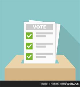 Voting background. Vote ballot going into a box vector illustration. Your vote matters concept.. Voting background. Vote ballot going into a box vector illustration.