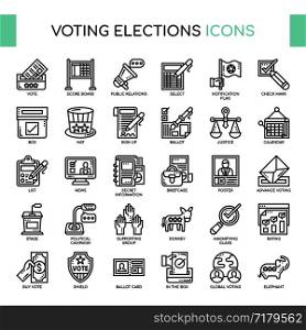 Voting Elections , Thin Line and Pixel Perfect Icons