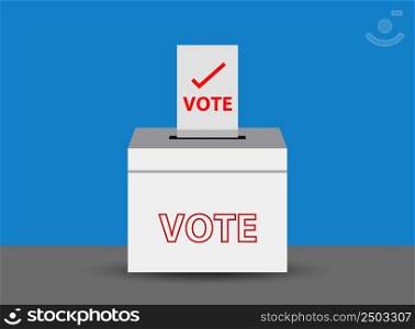 voting paper in the ballot box , voting ballot in a slot of box, vector illustration.