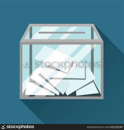Voting papers in ballot box. Political elections illustration for banners, web sites, banners and flayers.