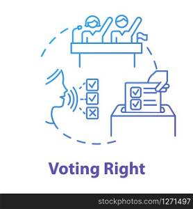 Voting right blue concept icon. Suffrage. Feminist movement. Gender equality. Womens rights idea thin line illustration. Vector isolated outline RGB color drawing