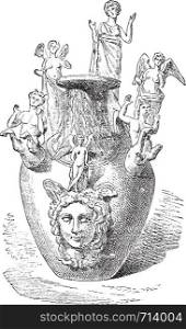 Votive Vase of Apulia, vintage engraved illustration.
