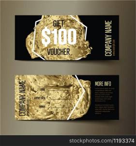 Voucher gift card template with luxury modern illustration - front and back layout. Gift voucher card template