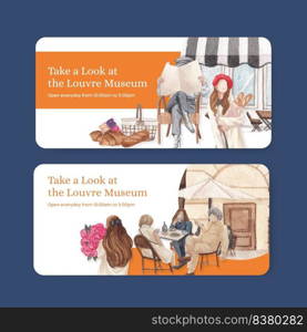 Voucher template with Eifel in Paris lover concept,watercolor style 