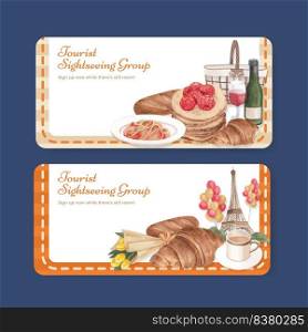 Voucher template with Eifel in Paris lover concept,watercolor style 
