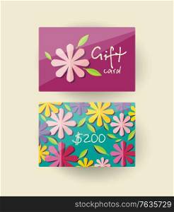 Voucher template with floral design.