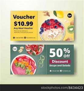 Voucher template with world vegetarian day concept,watercolor style
