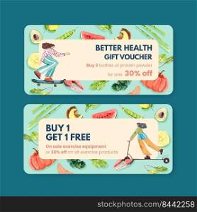 Vouchure template with world health day concept design for marketing watercolor illustration
