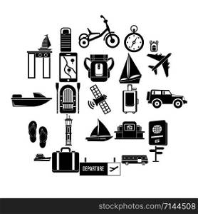 Voyage spot icons set. Simple set of 25 voyage spot vector icons for web isolated on white background. Voyage spot icons set, simple style