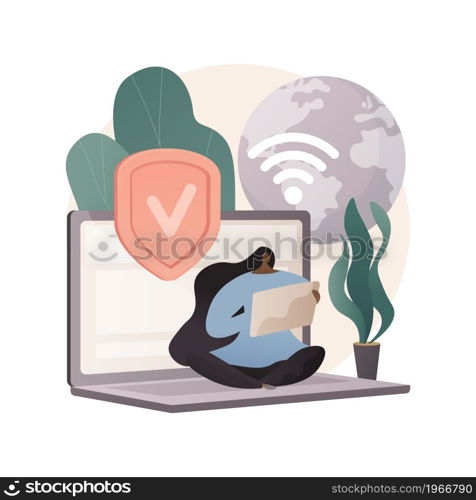 VPN access abstract concept vector illustration. Virtual private network access, remote proxy server, VPN service, unblock website online, secure internet, global connection abstract metaphor.. VPN access abstract concept vector illustration.