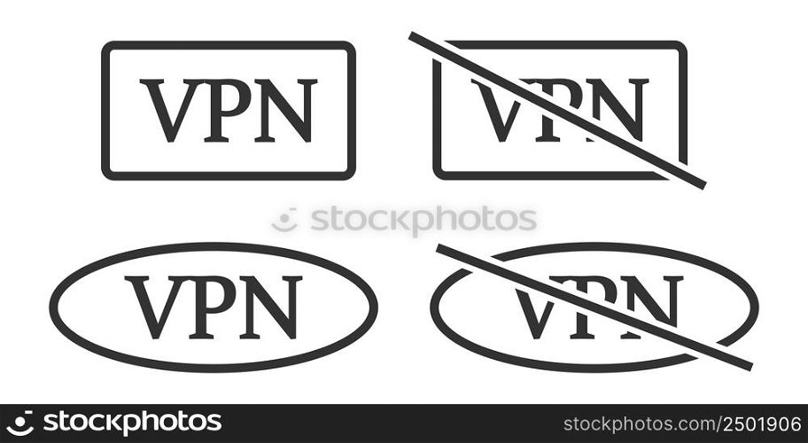 Vpn, no vpn icon. Virtual private network illustration symbol. Sign protection interneted vector.