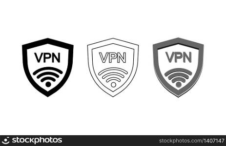VPN safety shield icon set on isolated background for applications, web, app. EPS 10 vector. VPN safety shield icon set on isolated background for applications, web, app. EPS 10 vector.
