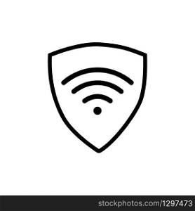 VPN - virtual private network icon. Simple shield with wi-fi symbol.