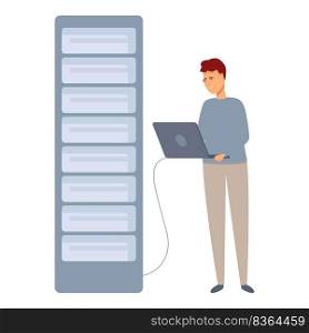 Vps server icon cartoon vector. Computer administrator. Engineer network. Vps server icon cartoon vector. Computer administrator