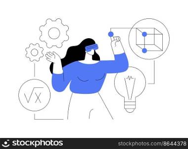 VR and AR in education abstract concept vector illustration. Immersive and interactive learning, virtual reality glasses, augmented reality, technology in education, headset abstract metaphor.. VR and AR in education abstract concept vector illustration.