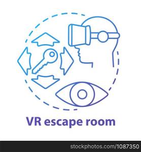 Vr escape room blue concept icon. Modern virtual reality quest idea thin line illustration. Digital mystery game simulation. Innovative entertainment. Vector isolated outline drawing