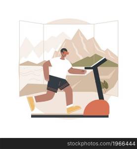 VR fitness gym abstract concept vector illustration. Virtual reality training system, new fitness technology, enjoy your workout, new way to get fit, full immersion experience abstract metaphor.. VR fitness gym abstract concept vector illustration.