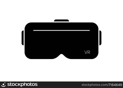 VR glasses black vector icon. VR headset icon. Virtual reality 360 icon, isolated on white background. Virtual reality glasses box for smartphone. Virtual reality symbol in modern simple flat style for web design. Vector illustration