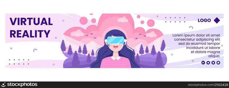 VR Glasses With Virtual Reality Game Banner Template Flat Design Illustration Editable of Square Background for Social media, Greeting Card or Web