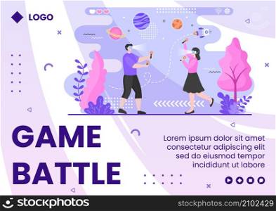 VR Glasses With Virtual Reality Game Brochure Template Flat Design Illustration Editable of Square Background for Social media, Greeting Card or Web