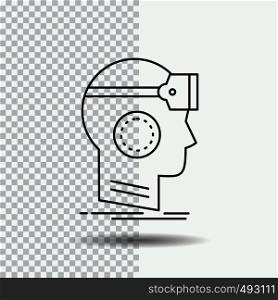VR, googles, headset, reality, virtual Line Icon on Transparent Background. Black Icon Vector Illustration. Vector EPS10 Abstract Template background