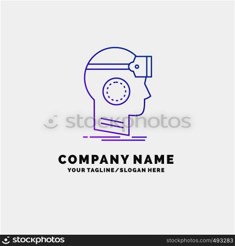 VR, googles, headset, reality, virtual Purple Business Logo Template. Place for Tagline. Vector EPS10 Abstract Template background