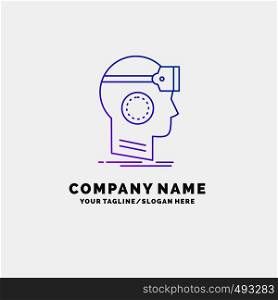 VR, googles, headset, reality, virtual Purple Business Logo Template. Place for Tagline. Vector EPS10 Abstract Template background