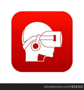 Vr headset icon digital red for any design isolated on white vector illustration. Vr headset icon digital red