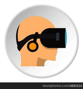 VR headset icon in flat circle isolated on white background vector illustration for web. VR headset icon circle