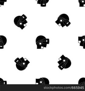 Vr headset pattern repeat seamless in black color for any design. Vector geometric illustration. Vr headset pattern seamless black