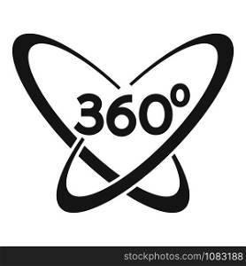 Vr helmet 360 degrees icon. Simple illustration of vr helmet 360 degrees vector icon for web design isolated on white background. Vr helmet 360 degrees icon, simple style