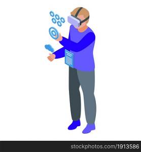 Vr play game icon isometric vector. Virtual reality. Video glasses. Vr play game icon isometric vector. Virtual reality