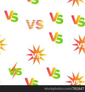 VS Abbreviation, Versus Vector Color Icons Seamless Pattern. VS Phrase In Comic Style Linear Symbols Pack. Letters In Speech Bubble. Confrontation, Fighting And Sports Competition Illustrations. VS Abbreviation, Versus Vector Seamless Pattern