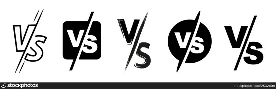 Vs icon on white background. Versus logo, symbol and background. Vs sign set for game, battle and sport. Vector illustration.. Vs icon on white background. Versus logo, symbol and background.