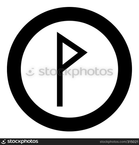 Vuno rune Wunjo symbol W win vane joy icon black color vector in circle round illustration flat style simple image. Vuno rune Wunjo symbol W win vane joy icon black color vector in circle round illustration flat style image