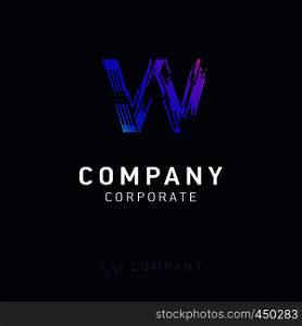 W company logo design with visiting card vector