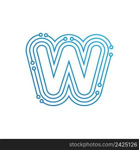 W initial letter Circuit technology illustration logo vector template