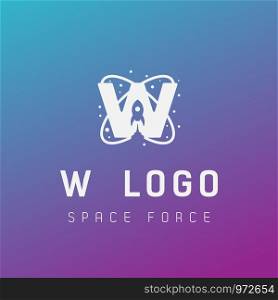 w initial space force logo design galaxy rocket vector in gradient background - vector. w initial space force logo design galaxy rocket vector in gradient background