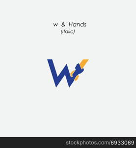 w - Letter abstract icon & hands logo design vector template.Business offer,partnership symbol.Hope,help concept.Support,teamwork sign.Corporate business & education logotype symbol.Vector illustration